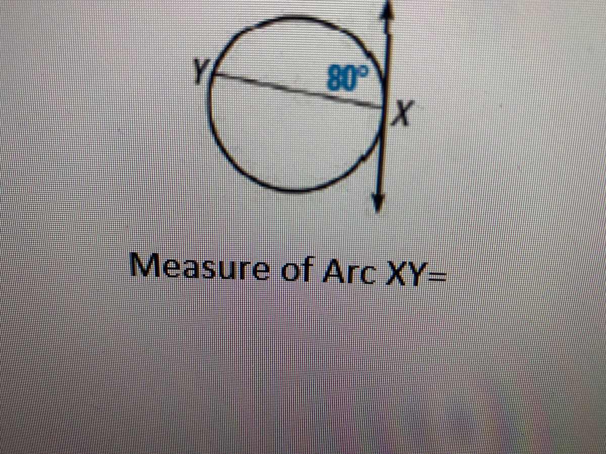 Y
80
Measure of Arc XY=
