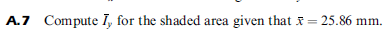 A.7 Compute I, for the shaded area given that * = 25.86 mm.