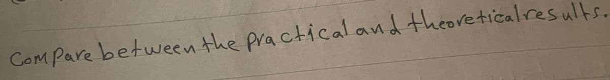 Compare between the practical and theoretical results.