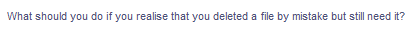 What should you do if you realise that you deleted a file by mistake but still need it?