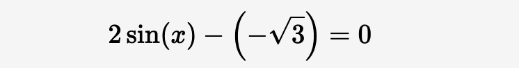 2 sin(=) – (-v3) =
= 0
