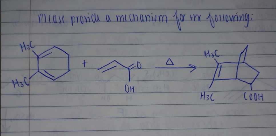 Please provide a mechanism for the following:
D
H₂C
H₂
+
Xo
Он
H₂C
H3C
COOH