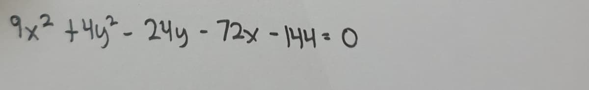 9х2 +4у² - 24у - 72× - 144 = 0