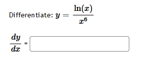 Differentiate: y =
dy
dx
||
In(x)
26