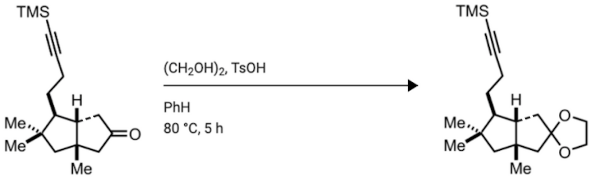 TMS
TMS
(CH2OH)2, TSOH
H.
H.
PhH
Ме,
Ме.
Me.,
80 °C, 5 h
Me
Me
Me
Me
