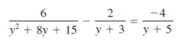 6
2
-4
y² + 8y + 15 y+3y + 5