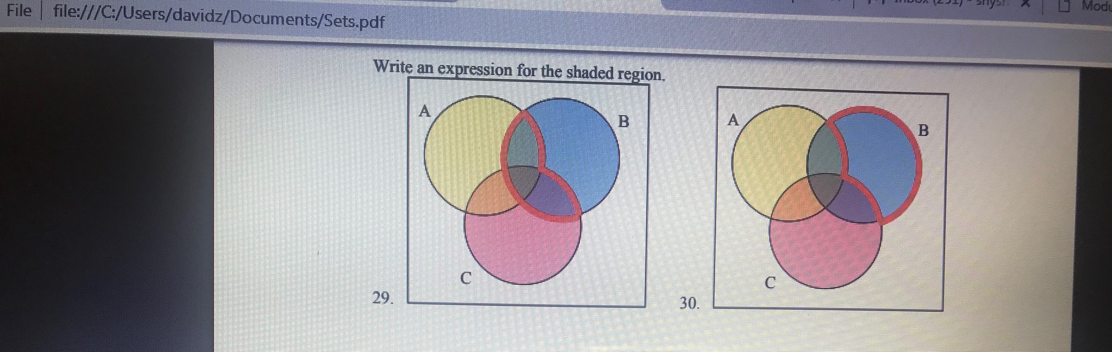 hysModu
File file:///C:/Users/davidz/Documents/Sets.pdf
Write an expression for the shaded region.
30.L
29
