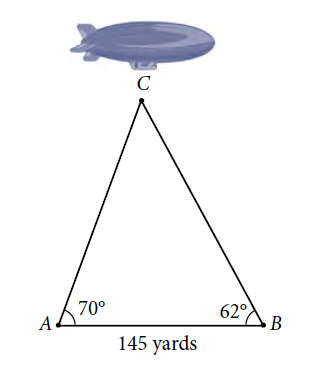 C
70°
A
62°
B
145 yards
