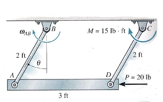 WAB
B.
M = 15 lb · ft
2 ft
2 ft
A
P = 20 lb
%3D
3 ft
