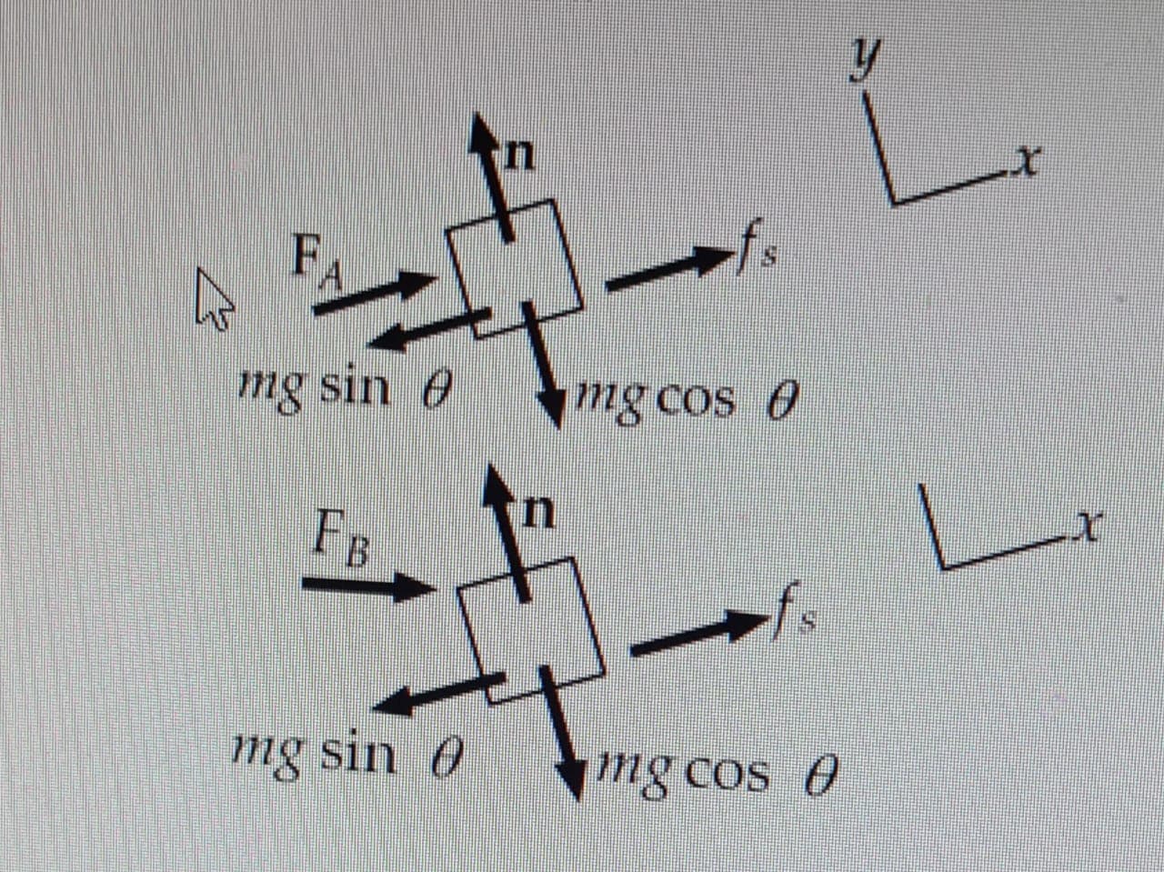 mg sin e
mg cos 0
FB
mg sin 0
mg cos 0
