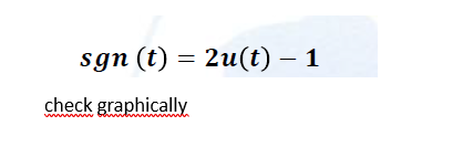 sgn (t) = 2u(t) – 1
check graphically