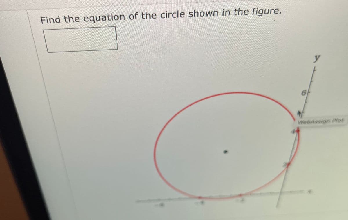 Find the equation of the circle shown in the figure.
y
WebAssign elot
