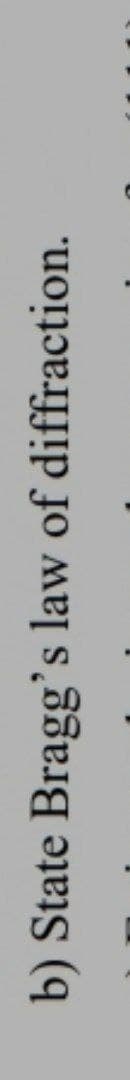 b) State Bragg's law of diffraction.
