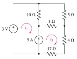 3V/
10 Ω
1Ω
ww
5A (1) ἐξ
17 Ω
'5Ω
4Ω