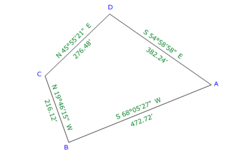 S 54°58'58" E
N 45°55'21" E
382.24'
A
S 68°05'27" W
472.72'
276.48'
N 19°46'15" W
216.12'
