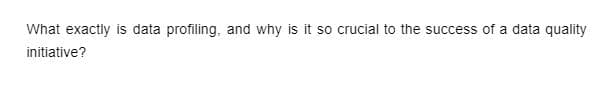 What exactly is data profiling, and why is it so crucial to the success of a data quality
initiative?