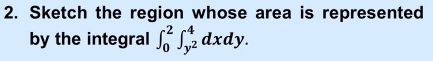 2. Sketch the region whose area is represented
-4
by the integral Lz dxdy.
