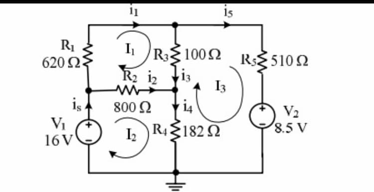 15
R1
620 ΩΣ
R31002 R5102
R2 i2
13
I3
iş
VI
800 2
V2
8.5 V
I2
R4182 N
16V
