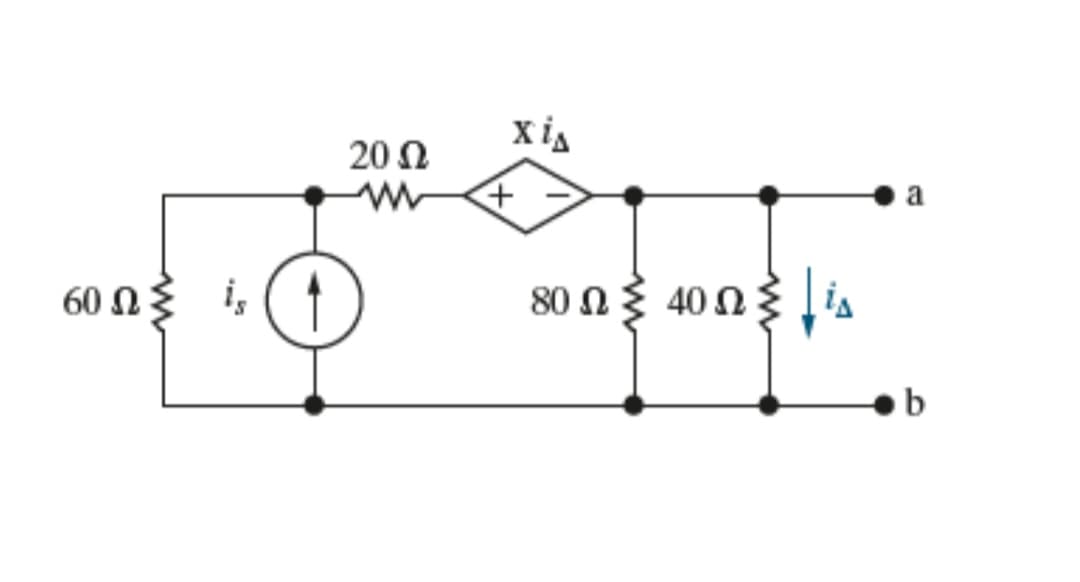 60ΩΣ i (1
ig
20 Ω
XiA
+
80 Ω Σ 40 ΩΣ ΙΔ
+b