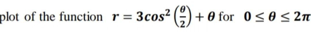 ² (²) +0 for 0≤0 ≤ 2π
plot of the function r = 3cos²