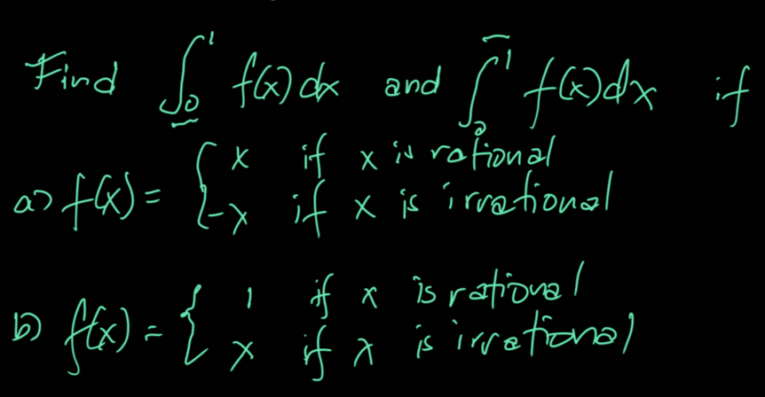 Find b faJ dk and
す
if
x iN rofional
ニ
X if x is irrational
if x is rationa l
if a is irretione)
り
