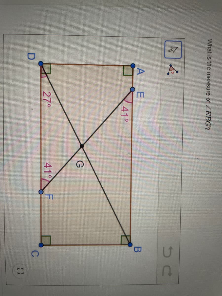 What is the measure of EBG?
A E
41°
G
27°
41 F
