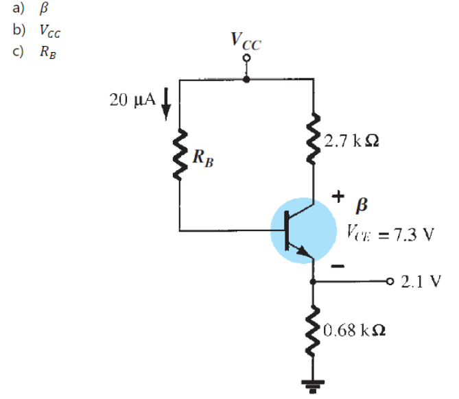 a) B
b) Vcc
c)
RB
20 µA
RB
Vcc
2.7 kΩ
+ B
VCE = 7.3 V
-2.1 V
0,68 ΚΩ