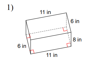 1)
11 in
6 in
|8 in
6 in
11 in
