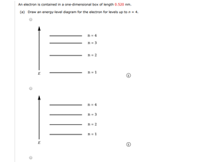 An electron is containedinane dimensina be of engns0 m.
braw an energievel dagram tor the electron for levels up to
=4
