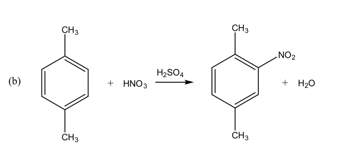 CH3
CH3
ZON
H2SO4
+ H2O
(b)
+ HNO3
ČH3
CH3
