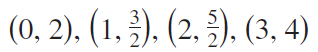 (0, 2). (1. Э). (2, 9). (3, 4)
