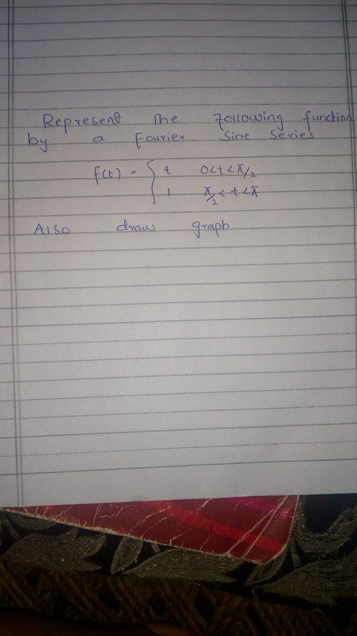 Represent
by
701lowing funcio
Sevies
The
fourier
Sine
t
AlSo
draw
graph.
