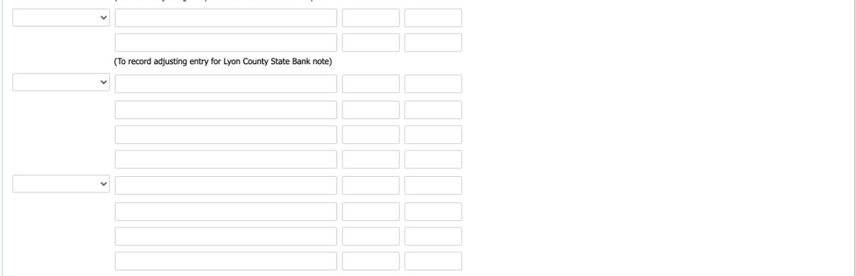 (To record adjusting entry for Lyon County State Bank note)