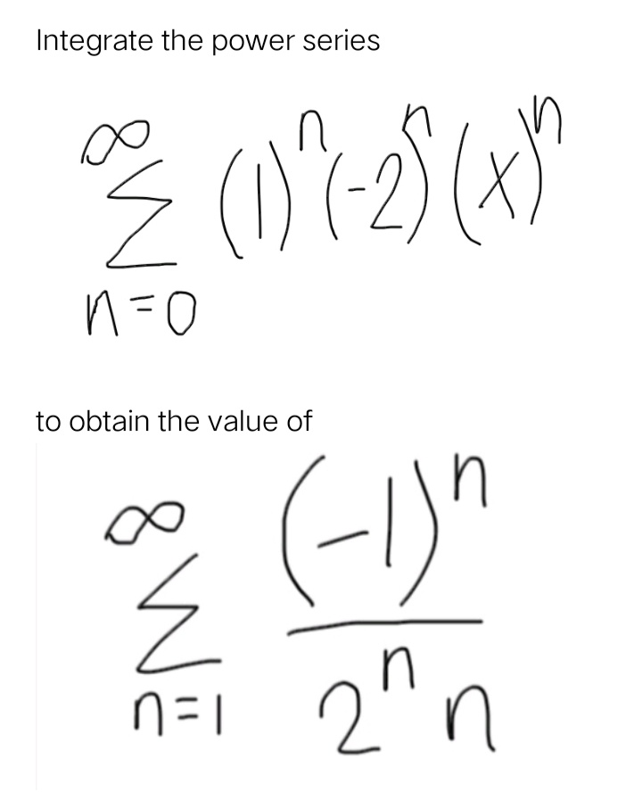 Integrate the power series
in
-2
n=0
to obtain the value of
(-1)"
n
n=L 2n
8 W
