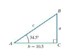 B
a
34.5°
A
b = 10.5
