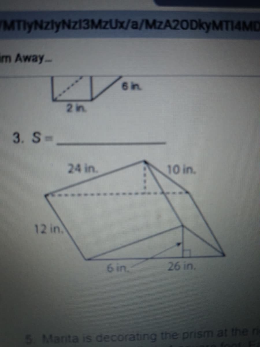 MTlyNzlyNz13MzUx/a/MZA20DKYMTI4MD
im Away...
6 in
2 in.
3. S -
24 in.
10 in.
12 in.
6 in.
26 in.
5 Manta is decorating the prism at the n
