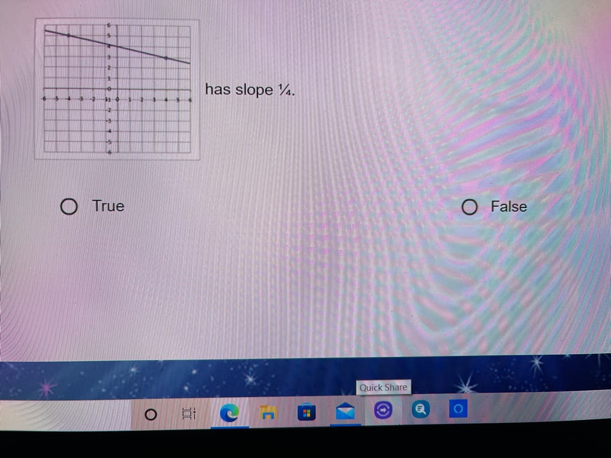 has slope %.
-2
-2
True
O False
Quick Share
