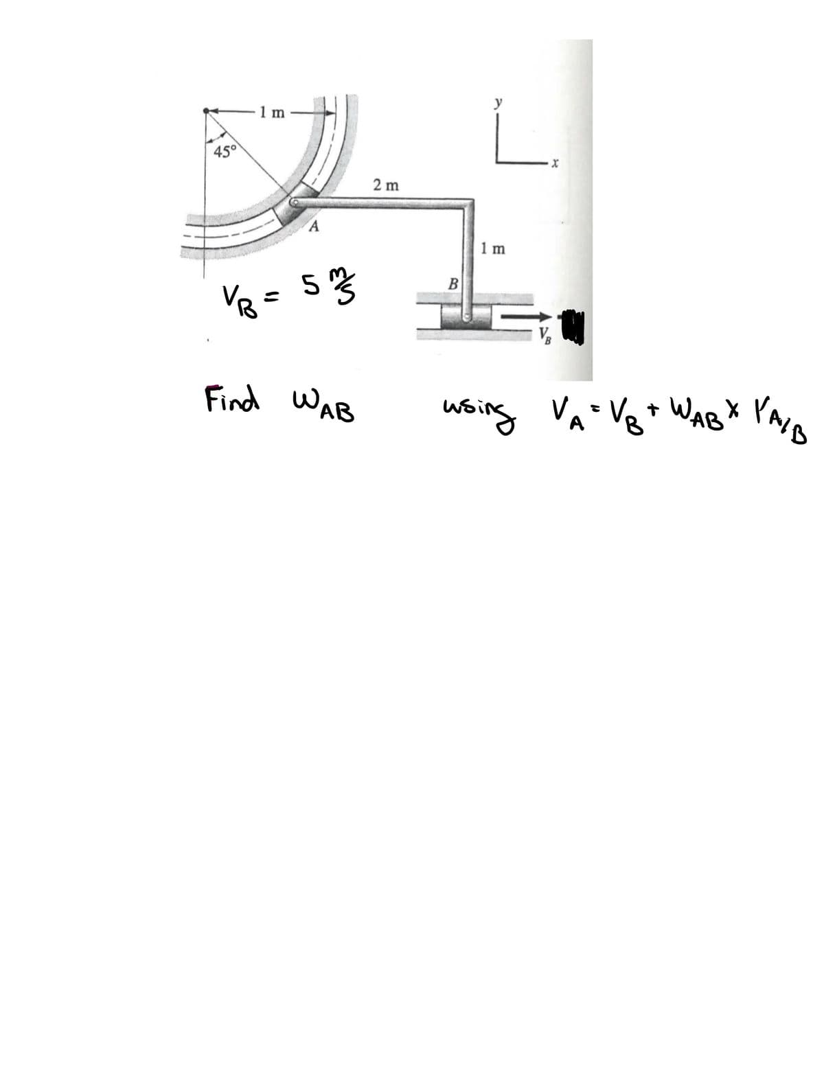 45⁰
1 m
A
VB = 5m
Find WAB
2 m
B
y
1 m
X
wsing V₁ = √₂+1
VA
X VAIB
+ WAB *