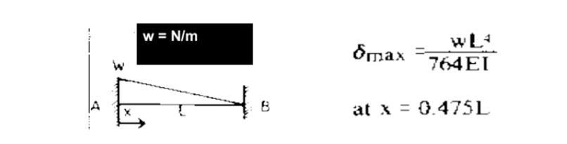 w = N/m
wL
764EI
Omax
at x = 0.475L
