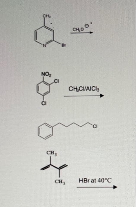 CH
CHO
NO2
.CI
CHCI/AICI3
ČI
CH3
CH3
HBr at 40°C
