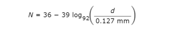 d
N = 36 – 39 log,2
0.127 mm
