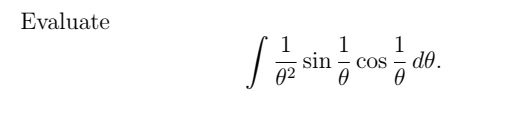 Evaluate
1
sin cos de
= .
Ꮎ