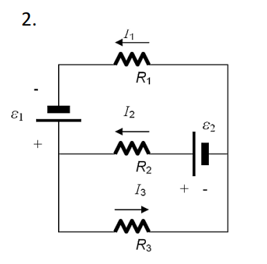 2.
R1
I2
E2
R2
I3
+
R3
