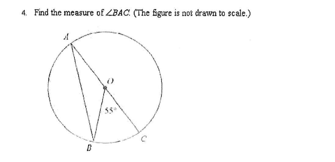 4. Find the measure of ZBAC (The figure is not drawn to scale.)
55°
