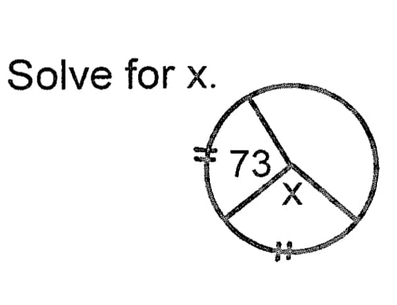 Solve for x.
73
X.

