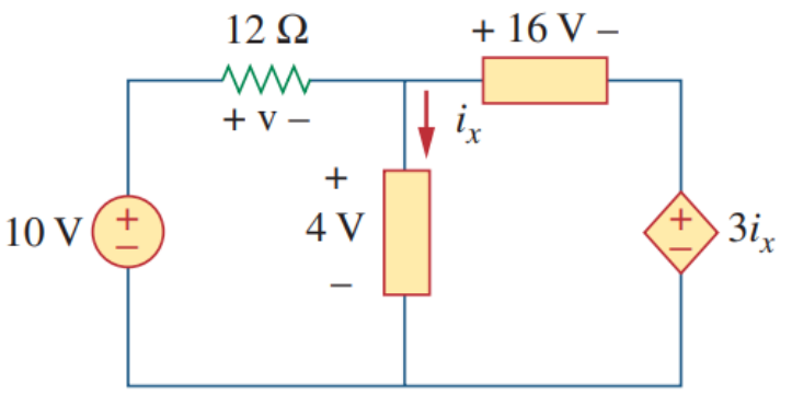 12Ω
+ 16 V –
+ v –
+
10 V (+
4 V
+.
3ix
