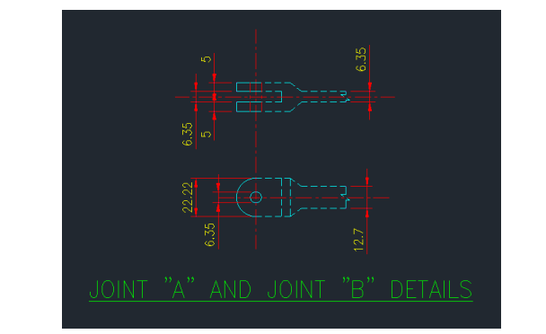 JOINT "A" AND JOINT "B" DETAILS
22.22
6.35
6.35
12.7
6.35
