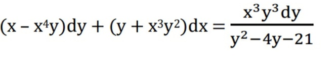 x³y³dy
у2-4у-21
(х- х*у)dy + (y+ xу?)dx -

