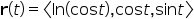 r(t) = (In(cost),cost,sint>
