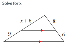 Solve for x.
9
x + 6
8
6